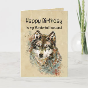 Cartão Feliz Aniversário Marido Lobo, Lobos