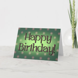 Cartão Feliz Aniversário Marrom Texto Bolinhas Verde Bkg