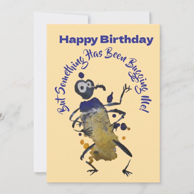 Cartão Feliz Aniversário, Mas Algo Me Inseto (Frente)