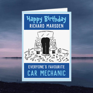 Cartão Feliz Aniversário Mecânico do Carro