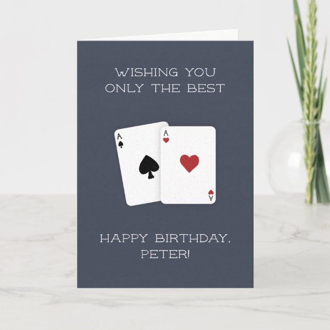 Cartão Feliz Aniversário Melhor Poker Começando Atos Mão (Frente)