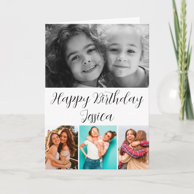 Cartão Feliz aniversário melhores amigos caligrafia elega (Frente)