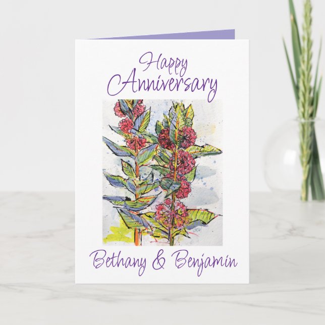 Cartão Feliz Aniversário Melhores Desejos de Milkweed Flo (Frente)