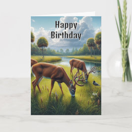 Cartão Feliz Aniversário Mens Deer Wildlife Card