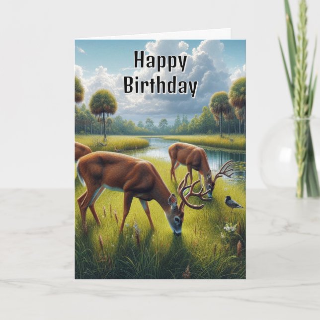 Cartão Feliz Aniversário Mens Deer Wildlife Card (Frente)