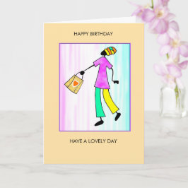 Cartão Feliz Aniversário, Moça da Moda Africana