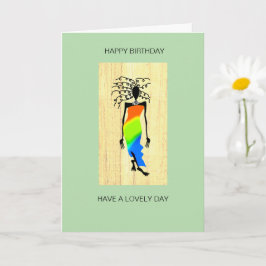 Cartão Feliz Aniversário, Mulher Elegante e Na moda afric