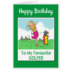 Cartão Feliz Aniversário Mulher Golfer