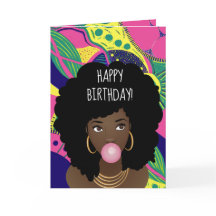 Feliz aniversário! Mulher Negra, Bubblegum, Colori