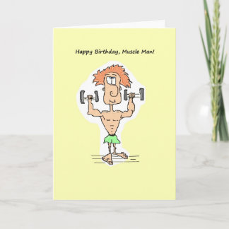 Cartão Feliz Aniversário, Muscle Man Card.