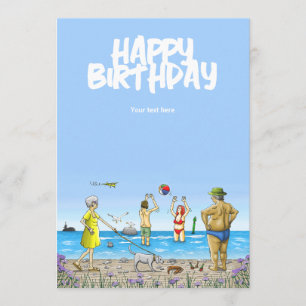 Cartão Feliz Aniversário na Praia