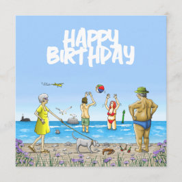 Cartão Feliz Aniversário na Praia