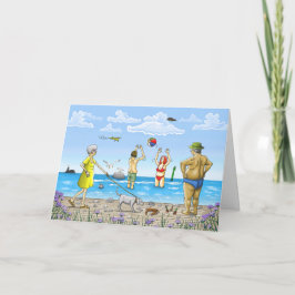 Cartão Feliz Aniversário na Praia de Verão