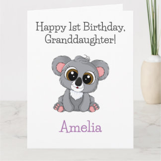 Cartão Feliz aniversário, neta Cute Koala
