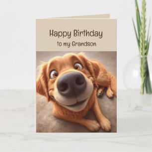 Cartão Feliz Aniversário Neto Cachorro Divertido Bobo
