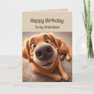 Cartão Feliz Aniversário Neto Cachorro Divertido Bobo