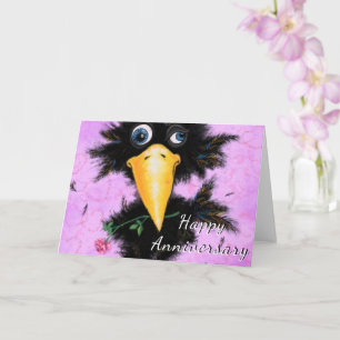Cartão Feliz Aniversário - No Amor, Crow Romântico - En
