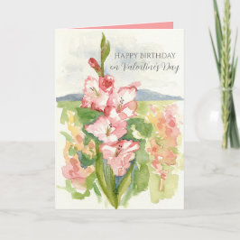 Cartão Feliz aniversário no dia dos namorados Flor Gladio