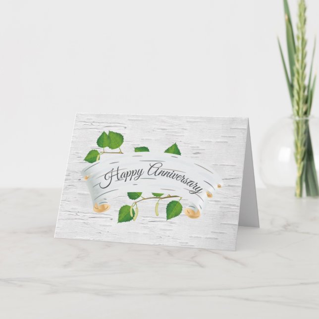 Cartão Feliz Aniversário No Pergaminho Da Árvore De Anive (Frente)