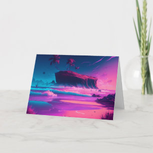 Cartão Feliz Aniversário    Ondas do Oceano Rosa