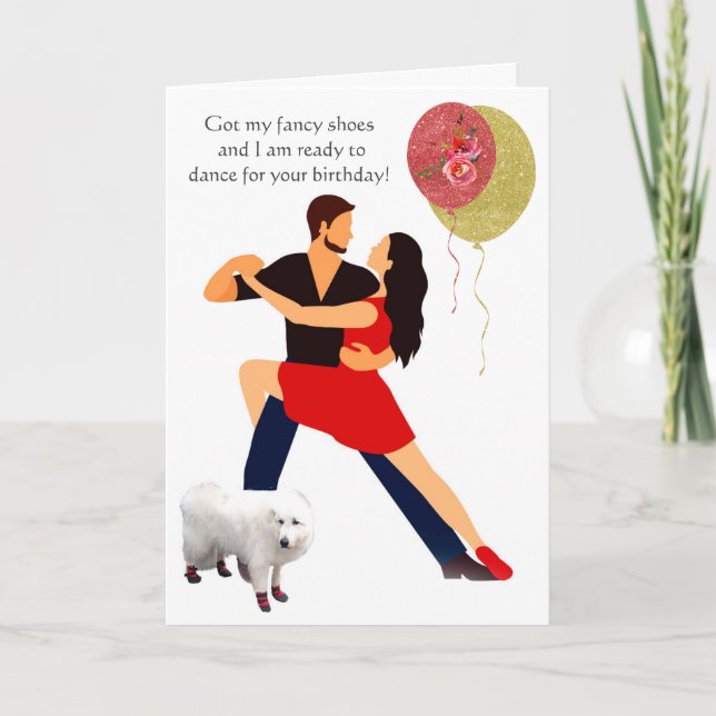 Cartão Feliz aniversário! - os Calçados de dança vermelha (Frente)