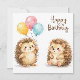Cartão Feliz Aniversário Ourinhos de Aquarela com Balões