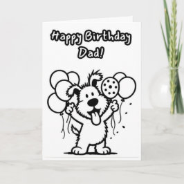 Cartão Feliz Aniversário Pai! Cachorro c/Balões