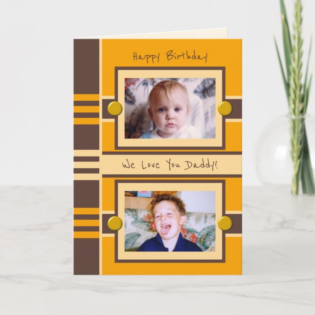 Cartão Feliz Aniversário Pai de cor laranja-acastanhada s (Frente)