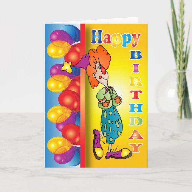 Cartão Feliz Aniversário Palhaço (Frente)