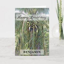 Cartão Feliz Aniversário Palm Trees Natureza Homens Perso