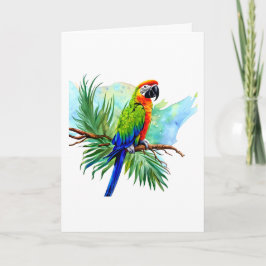 Cartão Feliz aniversário | Papagaio Macaw Gerado por AI-C
