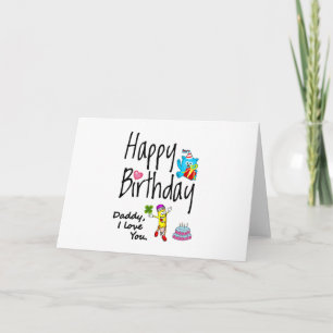 Cartão Feliz aniversário. Papai, eu te amo.