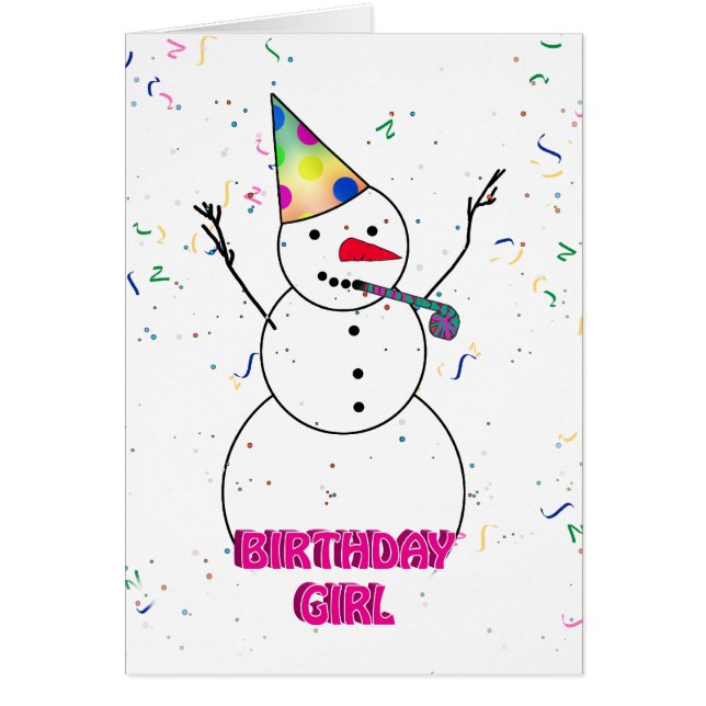 Cartão Feliz aniversário para a garota de aniversário! (Frente)