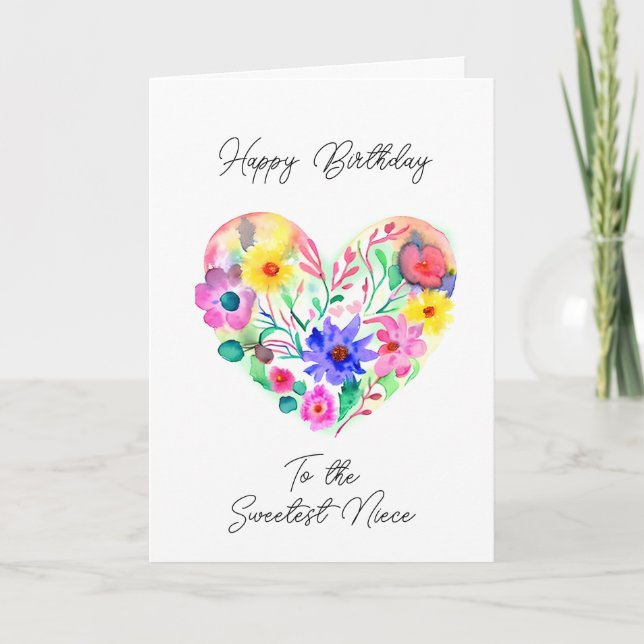 Cartão Feliz aniversário para a mais doce sobrinha (Frente)