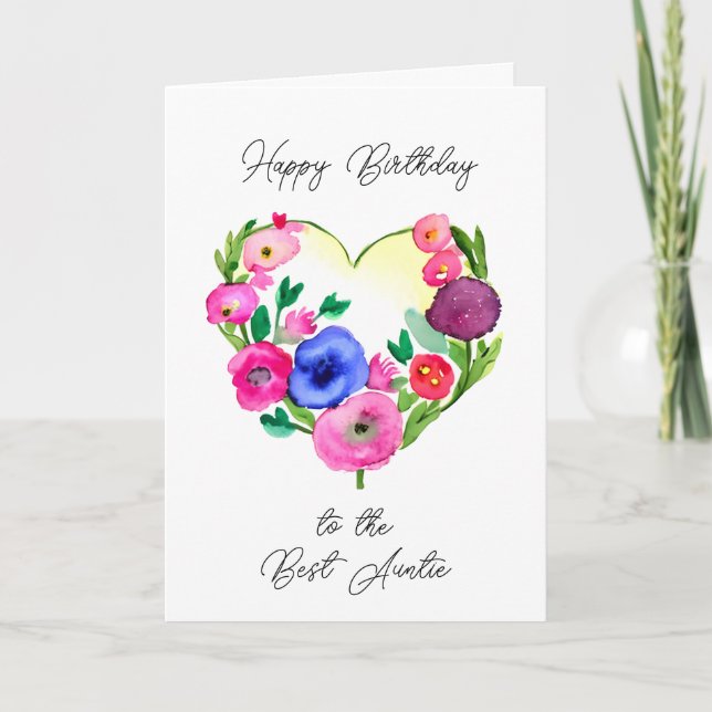 Cartão Feliz aniversário para a melhor tia (Frente)