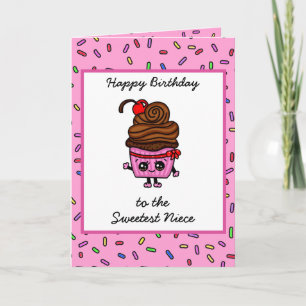 Cartão Feliz aniversário para a minha sobrinha, Cupcake 