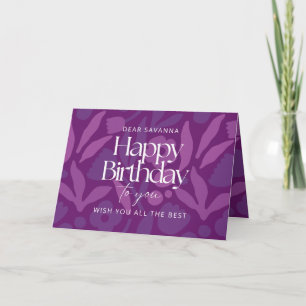 Cartão Feliz Aniversário para as Flores de Pop Roxo