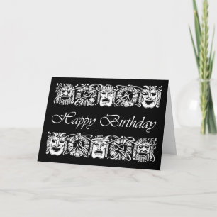 Cartão Feliz Aniversário para Ator, Máscaras de Desempenh