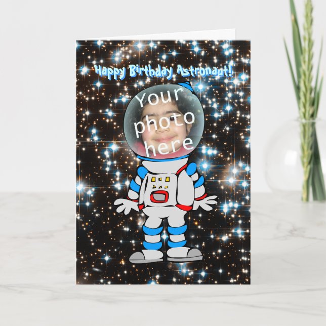 Cartão Feliz Aniversário para Criança Astronauta (Frente)