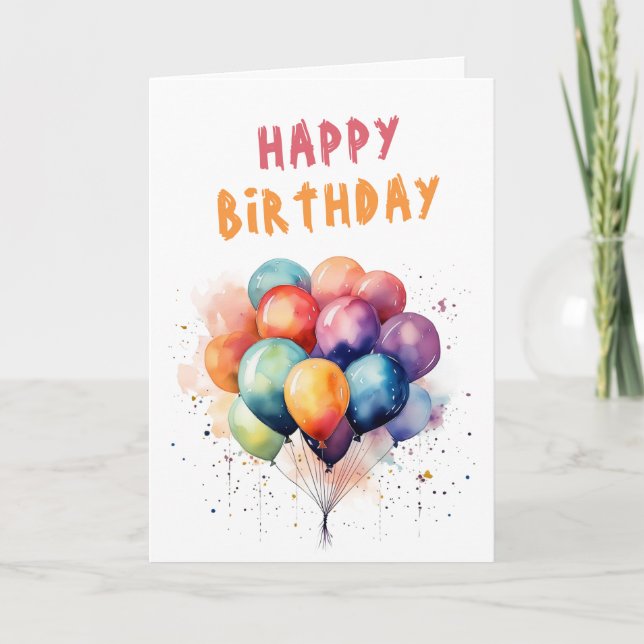 Cartão Feliz Aniversário para Crianças Coloridas (Frente)