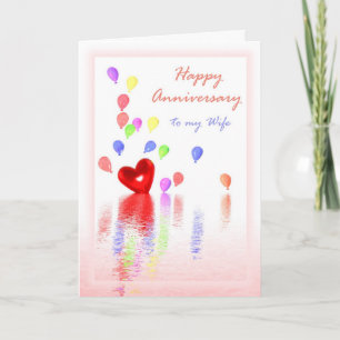 Cartão Feliz Aniversário para Esposa - Coração e Balões