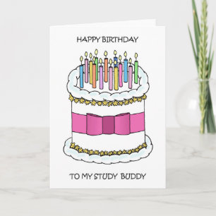 Cartão Feliz Aniversário para Estudar Amigo