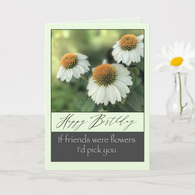 Cartão Feliz aniversário para flores brancas bonito e ami (Planta pequena)