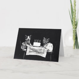 Cartão Feliz aniversário para Meow | Gatinhos com Bolo