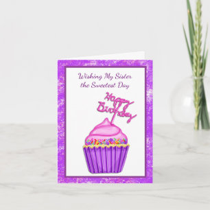 Cartão Feliz aniversário para minha doce irmã