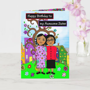 Cartão Feliz aniversário para minha irmã incrível