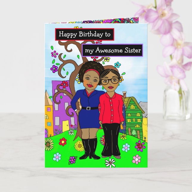 Cartão Feliz aniversário para minha irmã incrível (Orquídea)