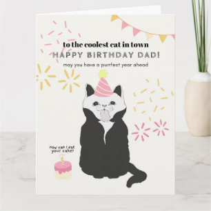 Cartão Feliz Aniversário para o Pai de Gato
