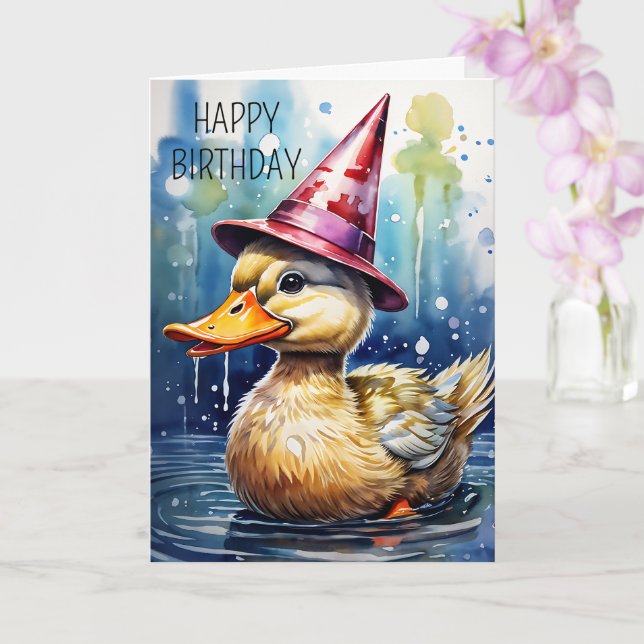Cartão Feliz Aniversário para quem gosta de patos (Orquídea)