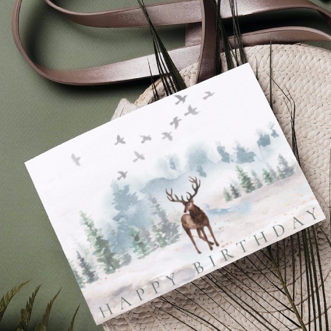 Cartão Feliz Aniversário para Sua Floresta Aquarela (Criador carregado)